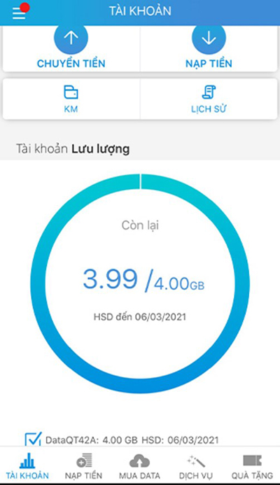 kiem tra dung luong 4g mobifone qua ung dung