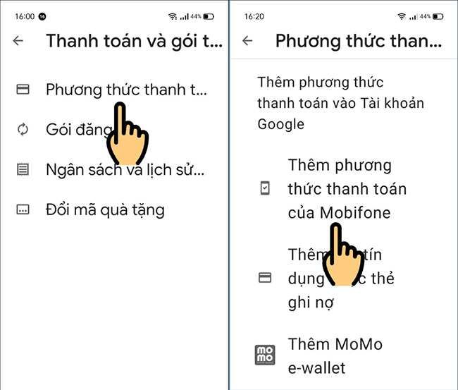 thanh toan google play bang mobifone