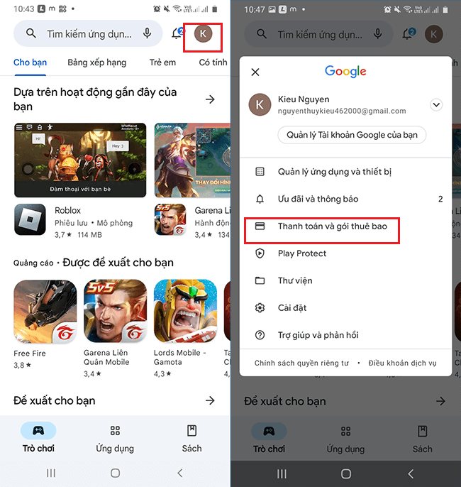 thanh toan google play bang mobifone