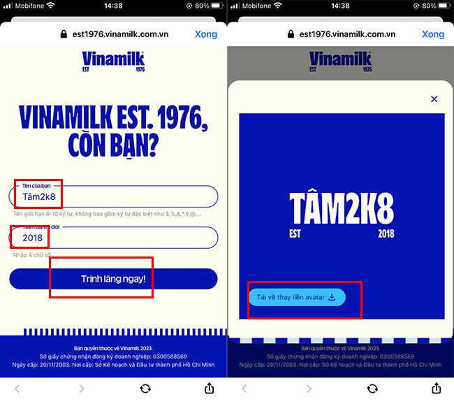 trend avatar vinamilk
