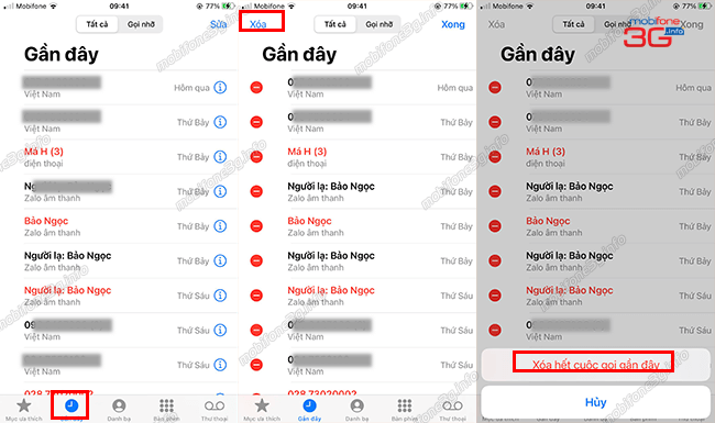 xoa lich su cuoc goi tren sim mobifone